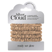 Silver Cloud Caramel Skinny Satin Scrunchies 5 Pack
