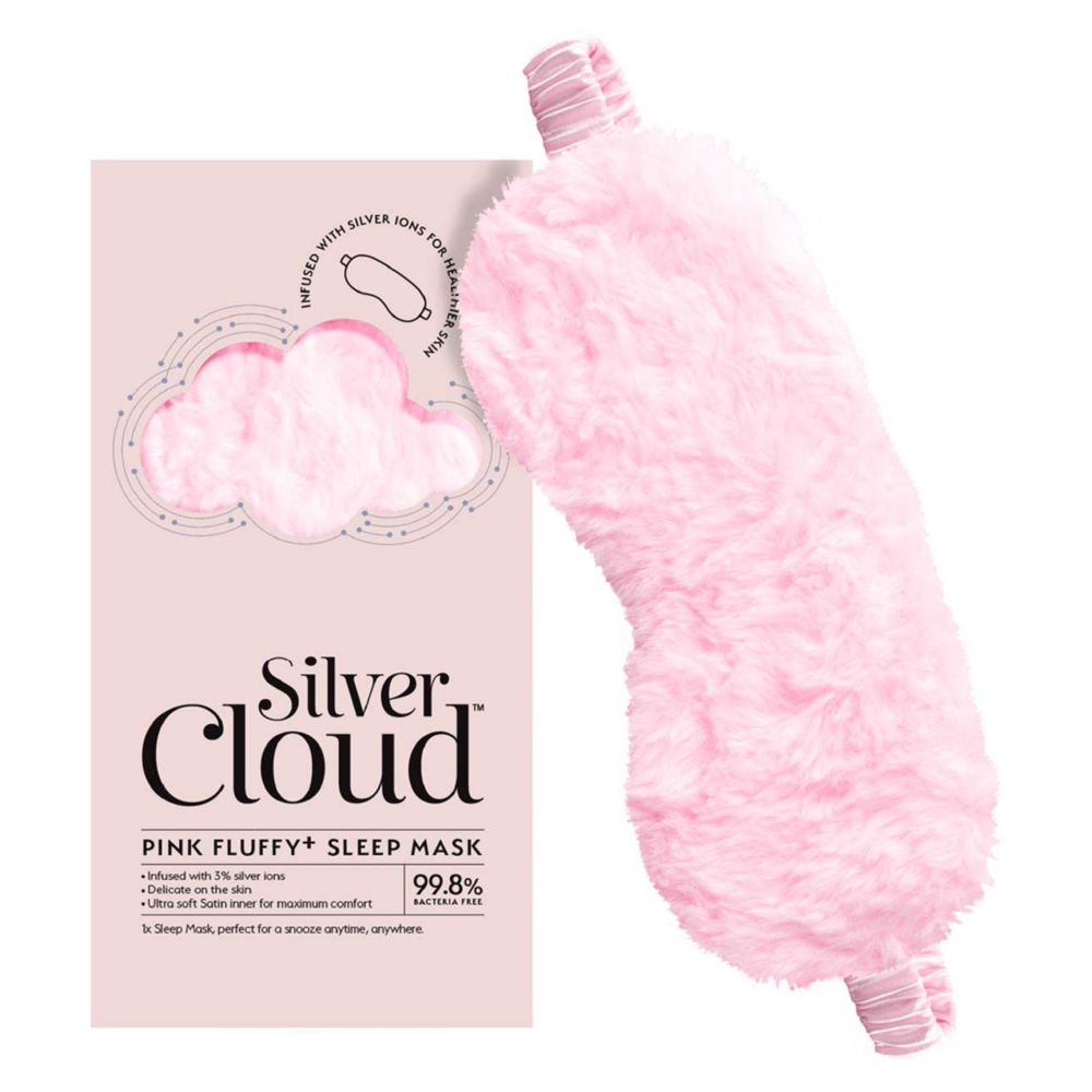 Silver Cloud Pink Fluffy Satin Sleep Eye Mask
