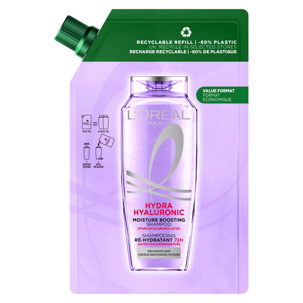 L’Oréal Paris Elvive Hydra Hyaluronic Shampoo Refill Pouch 500ml