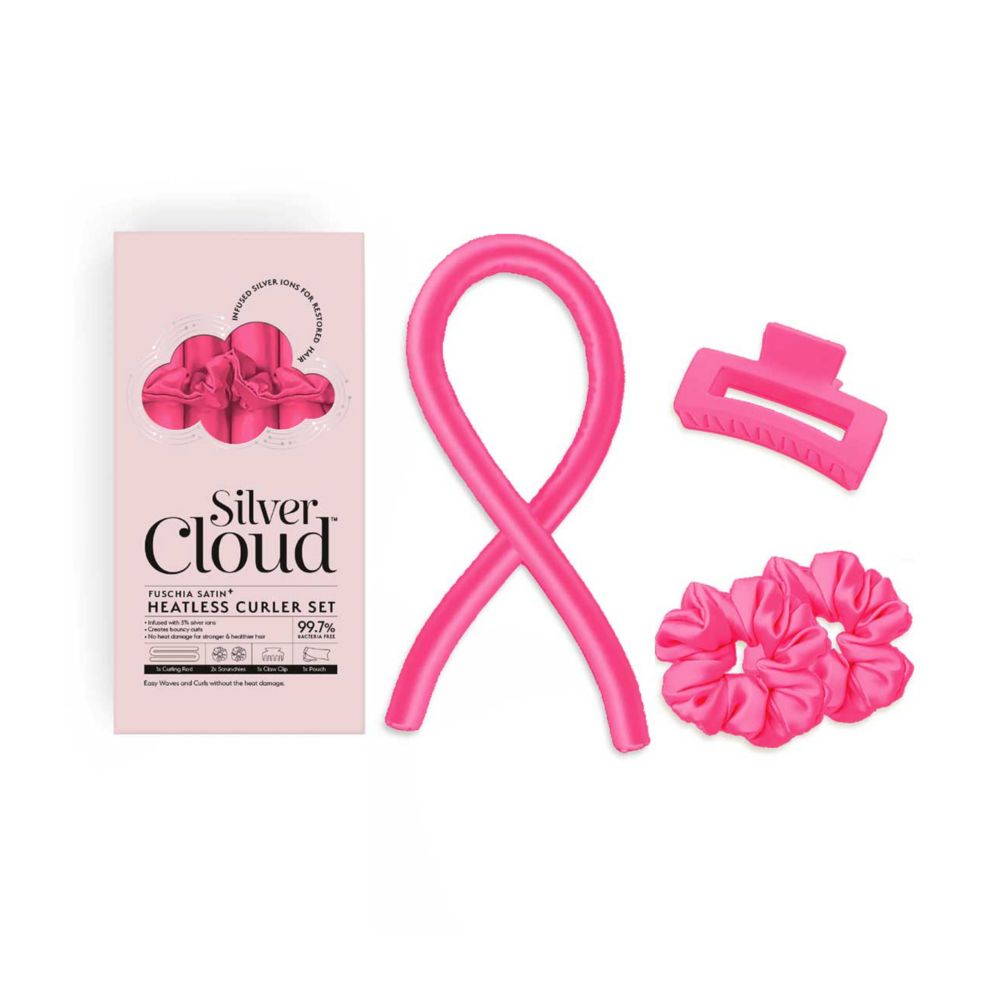 Silver Cloud fuchsia heatless curler set