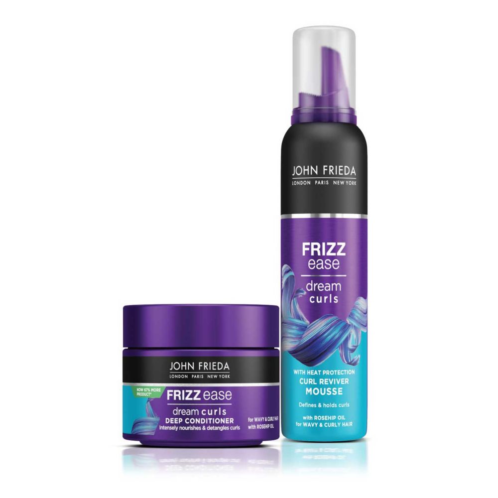 John Frieda Dream Curls Deep Conditioner and Curl Reviver Mousse Bundle for Curls and Wavy Hair