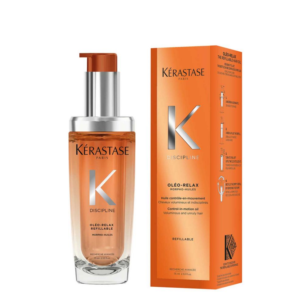Kérastase Oleo-Relax Hair Oil Morpho Huile Refillable Bottle, for Dry and Frizz-prone Hair with Marula Oil 75ml