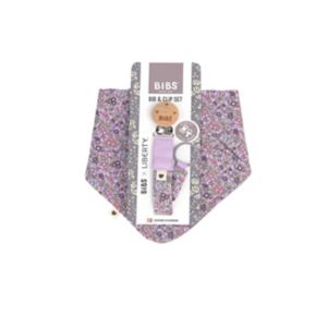 BIBS x Liberty Bib & Clip Set Chamomile Lawn Violet Sky