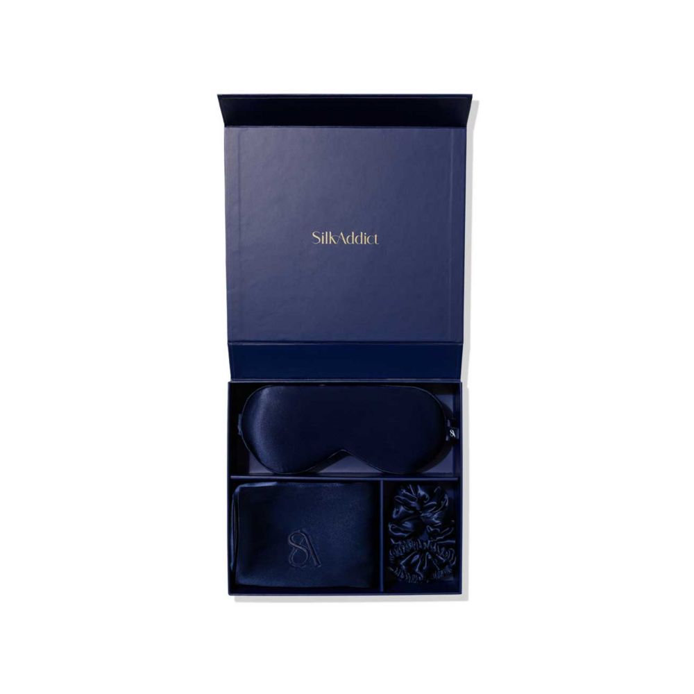 Silk Addict 100 % Mulberry Silk Gift Set Navy