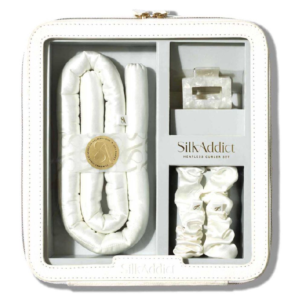 Silk Addict 100 % Mulberry Silk Heatless Curler Set Ivory