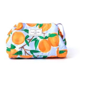 The Flat Lay Co. Drawstring Flat Lay Makeup Bag In Mediterranean Oranges