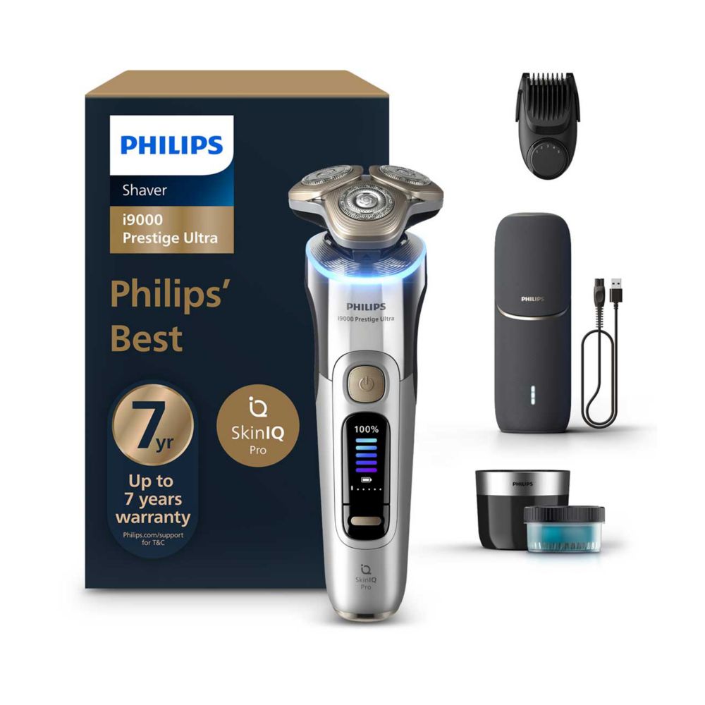 Philips Shaver i9000 Prestige Ultra, Wet & Dry Electric Shaver, Skin IQ Pro, Lift & Cut, 360 Razor Blades, 5 Modes, XP9404/46
