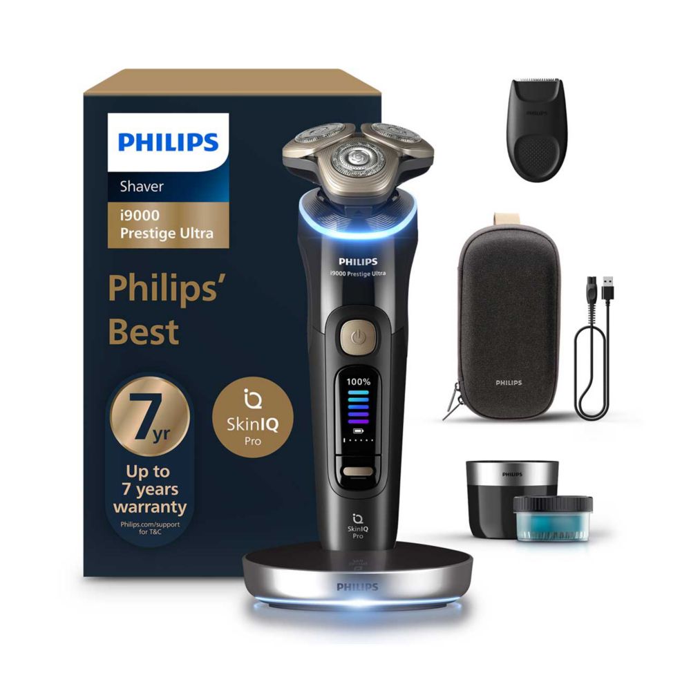 Philips Shaver i9000 Prestige Ultra, Wet & Dry Electric Shaver, Skin IQ Pro, Lift & Cut, 360 Razor Blades, 5 Modes, XP9400/31