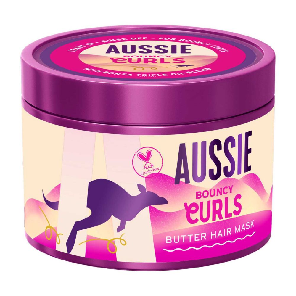 Aussie Bouncy Curls Butter Hair Mask 500ml to Detangle and Moisturise Wavy, Curly Hair