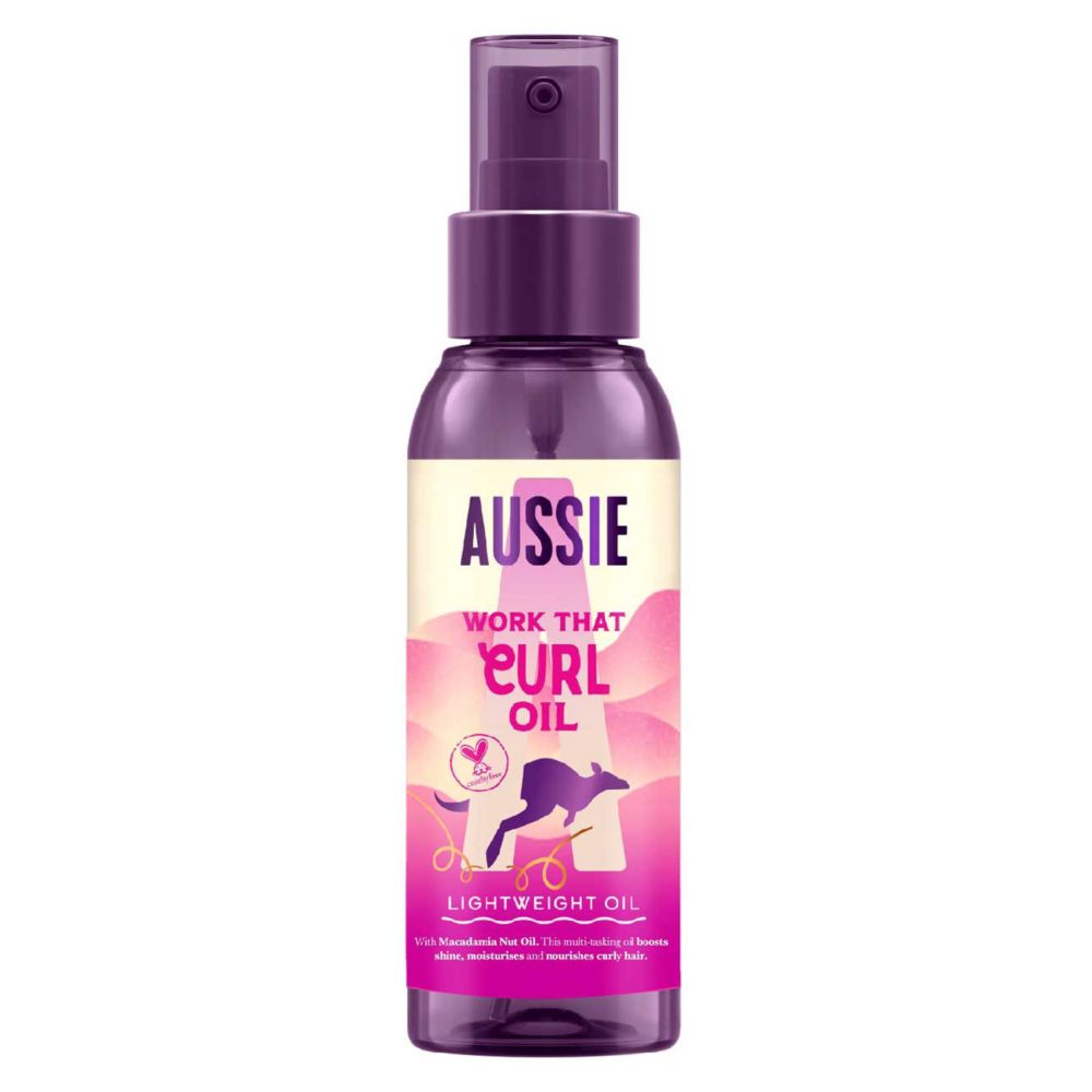 Aussie Work That Curl Oil Lightweight Oil 100ml. Multi-Tasking Hair Serum for Curly Hair
