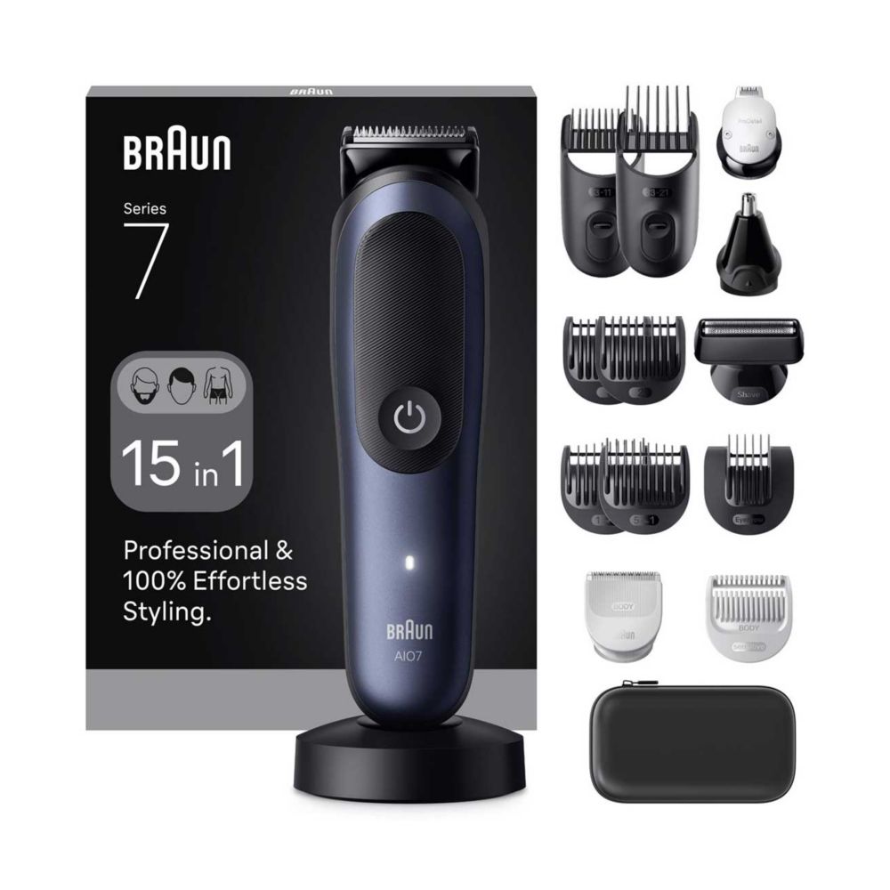 Braun All-in-One Series 7, 15in1 Grooming Kit, ProBlade, AutoSense, AIO7580, Blue