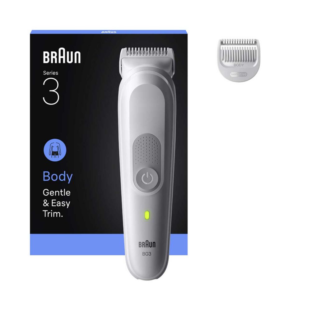 Braun Body Groomer Series 3, +2 Grooming Tools, Groom & Trim, Waterproof, BG3500, Grey