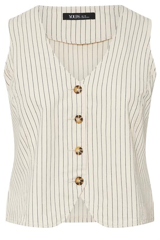YOURS Curve Ivory White Pinstripe Denim Waistcoat