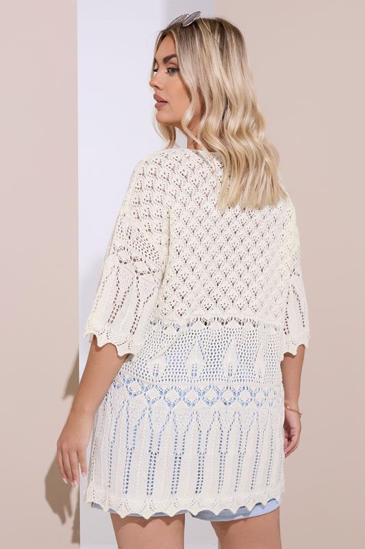 YOURS Curve White Crochet Tunic Top