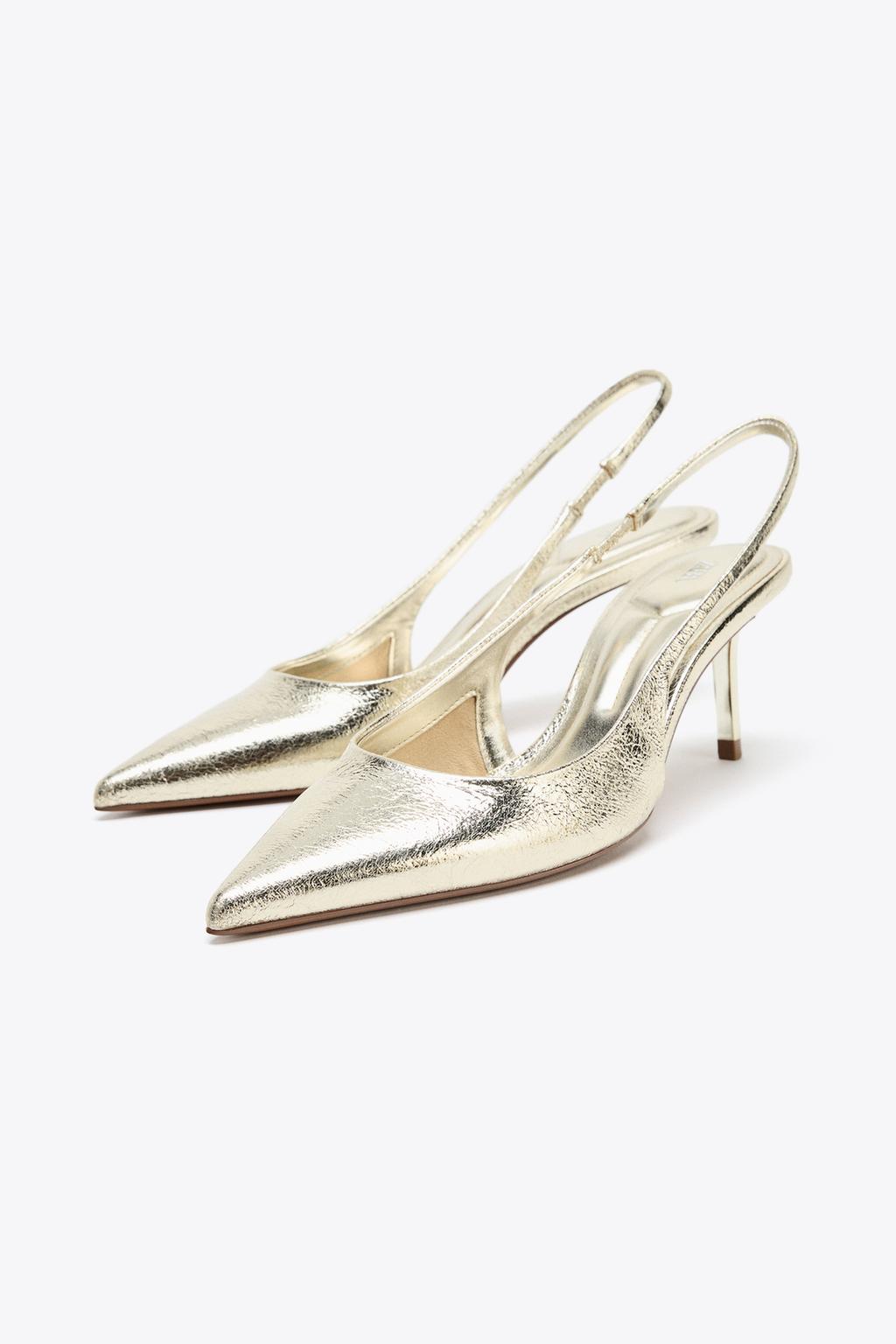 Metallic-Effect Slingback Heel