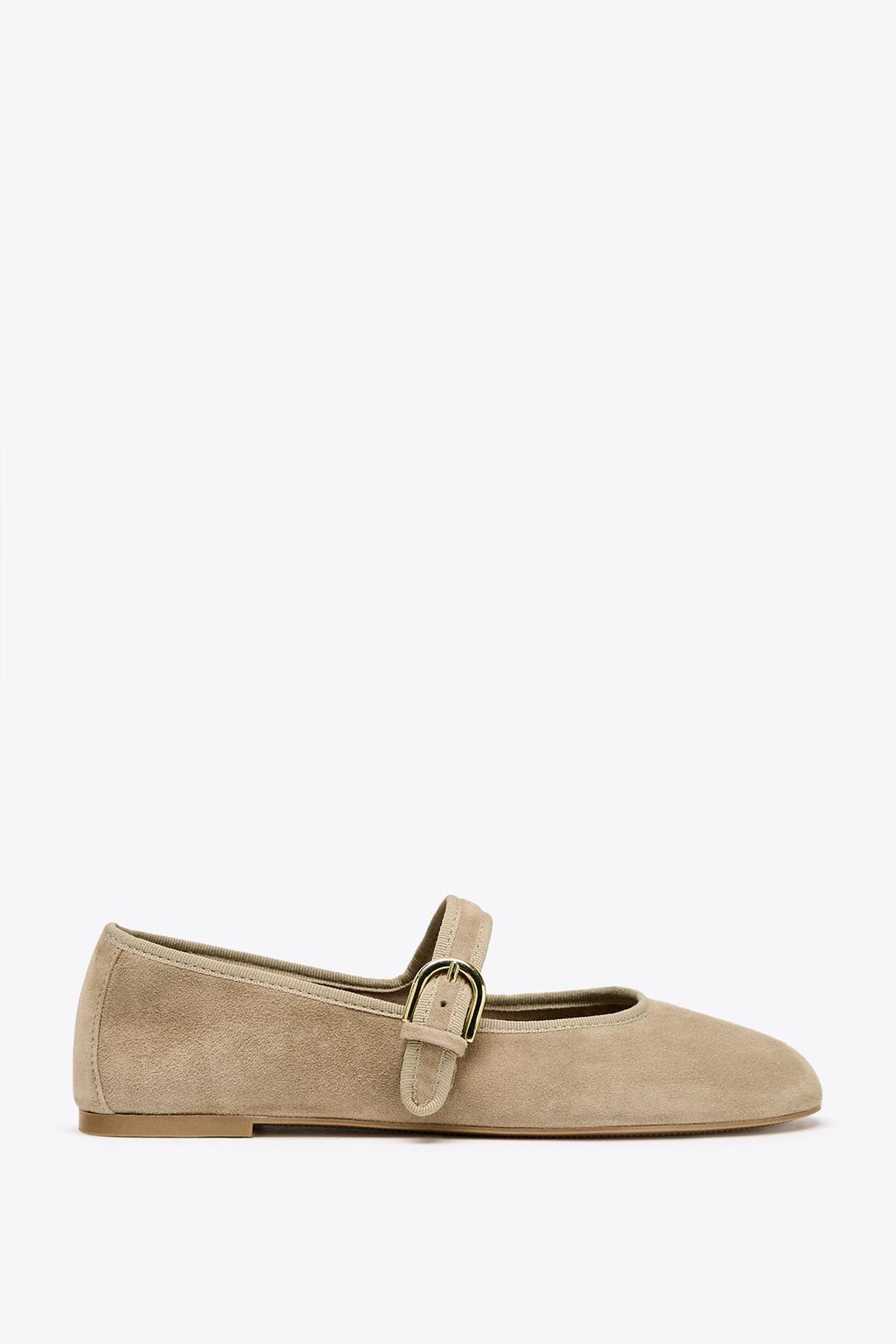 Suede Strap Ballet Flate