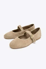 Suede Strap Ballet Flate