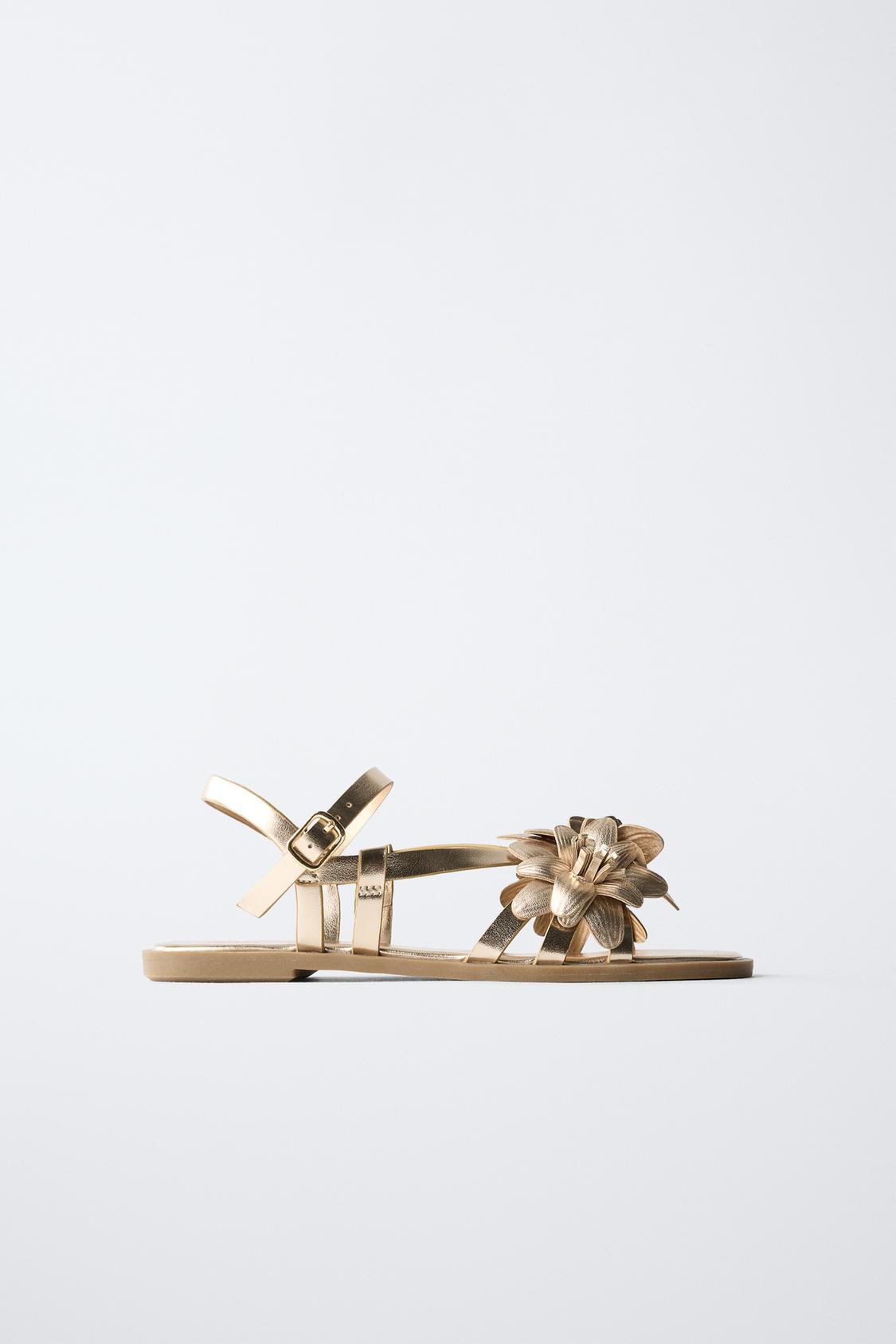 Metallic Flower Sandals