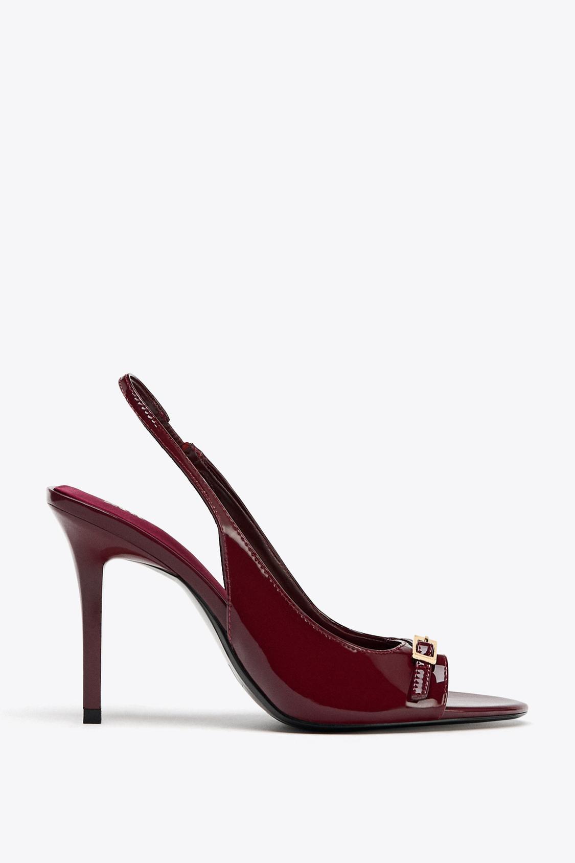 High Heeled Patent Effect Sandals
