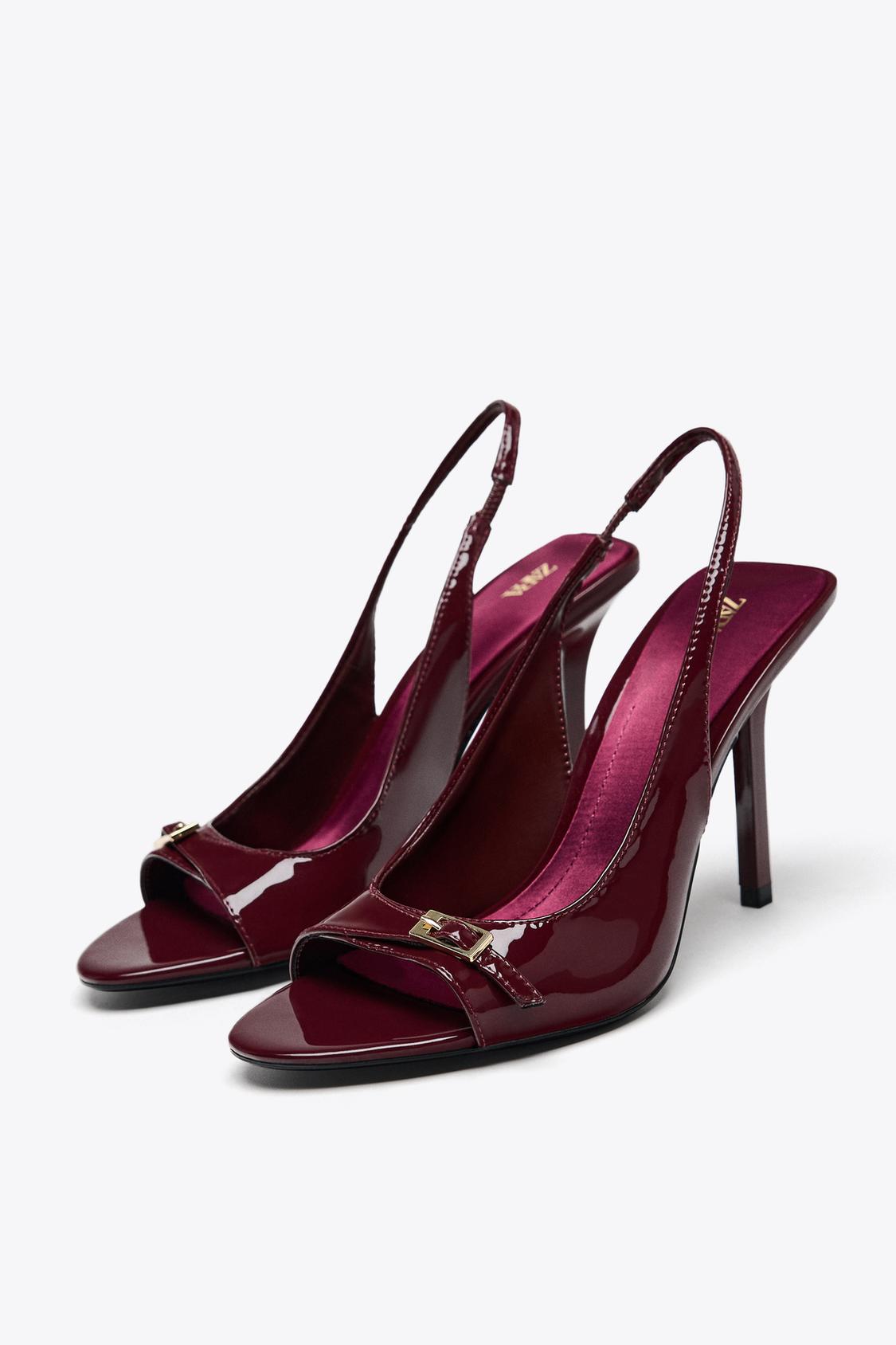 High Heeled Patent Effect Sandals