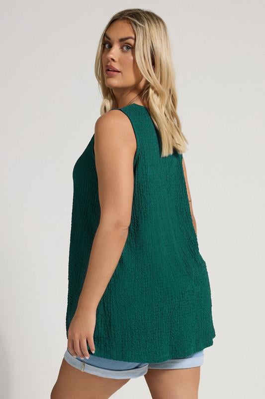 YOURS Curve Teal Green Textured Swing Vest Top