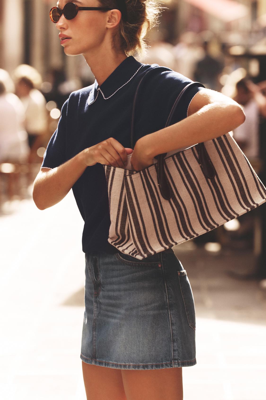 STRIPED CANVAS TOTE BAG