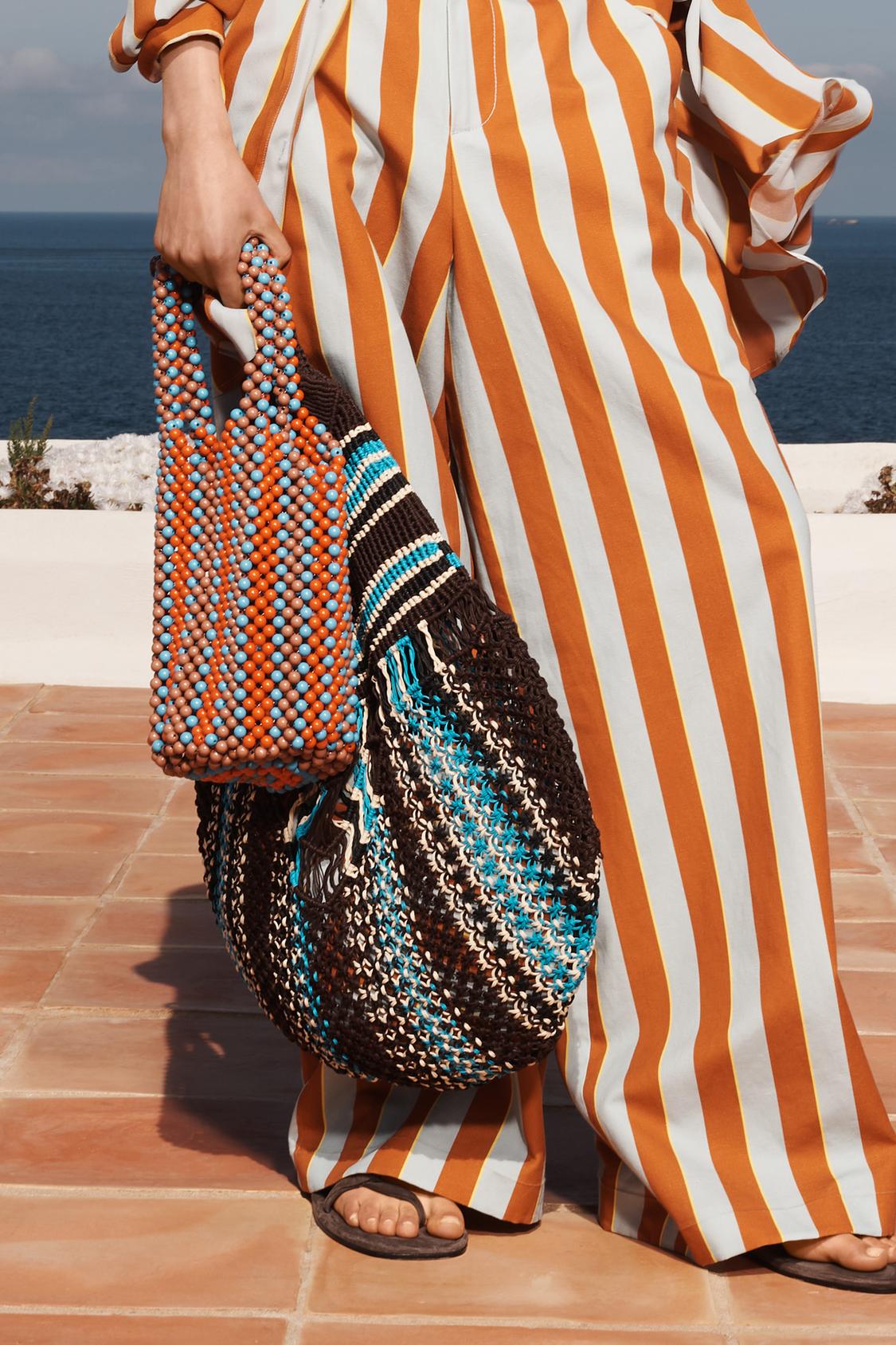 LIMITED EDITION STRIPED BRAIDED MAXI BUCKET BAG