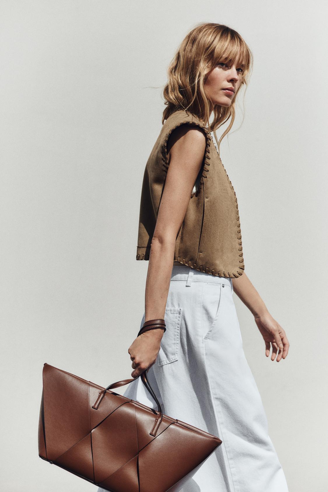 WOVEN ELONGATED TOTE BAG