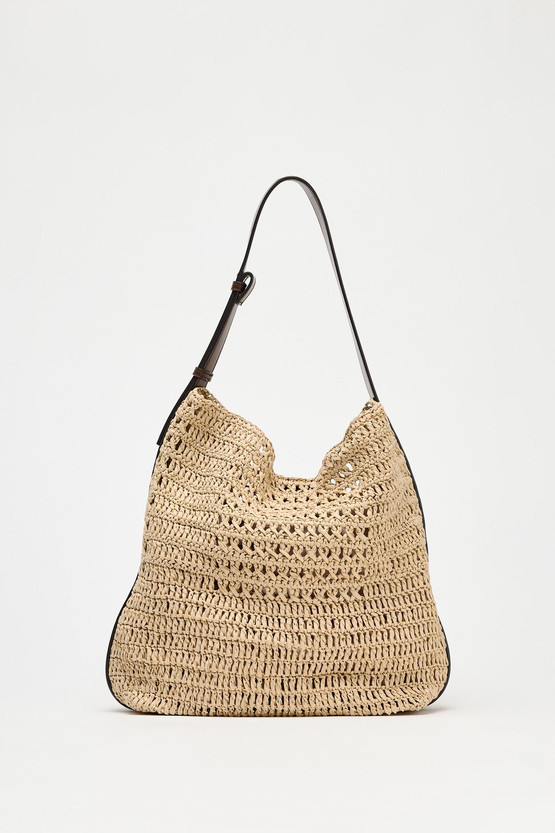 RAFFIA-EFFECT BUCKET BAG