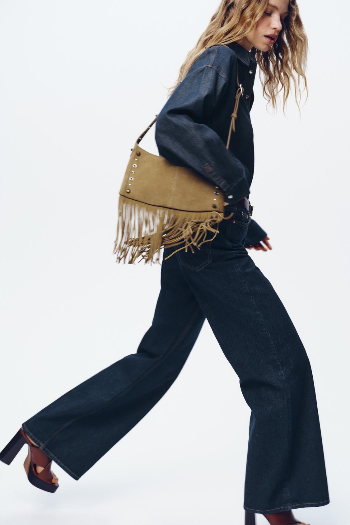SPLIT SUEDE HANDBAG WITH FRINGING