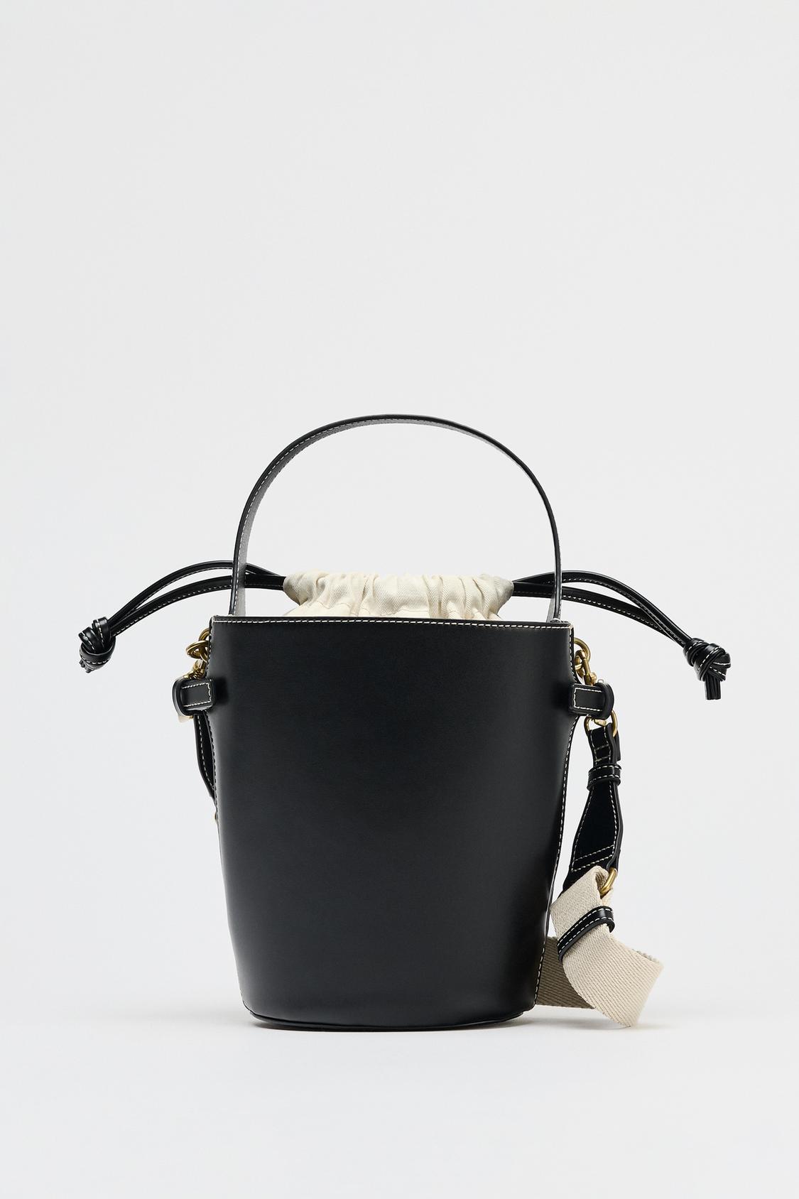 CONTRAST STITCH BUCKET BAG