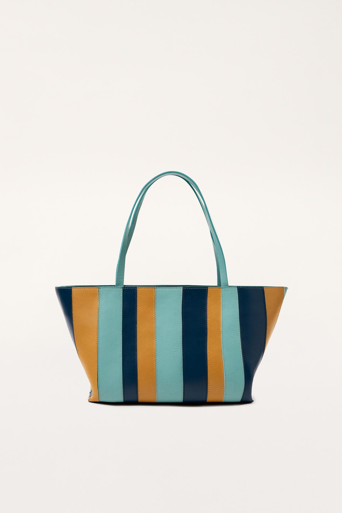STRIPED LEATHER TOTE BAG - LIMITED EDITION