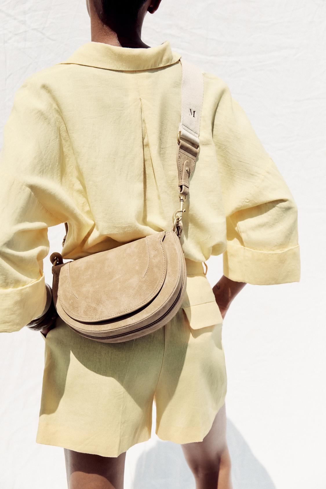 LEATHER DOUBLE STRAP CROSSBODY BAG