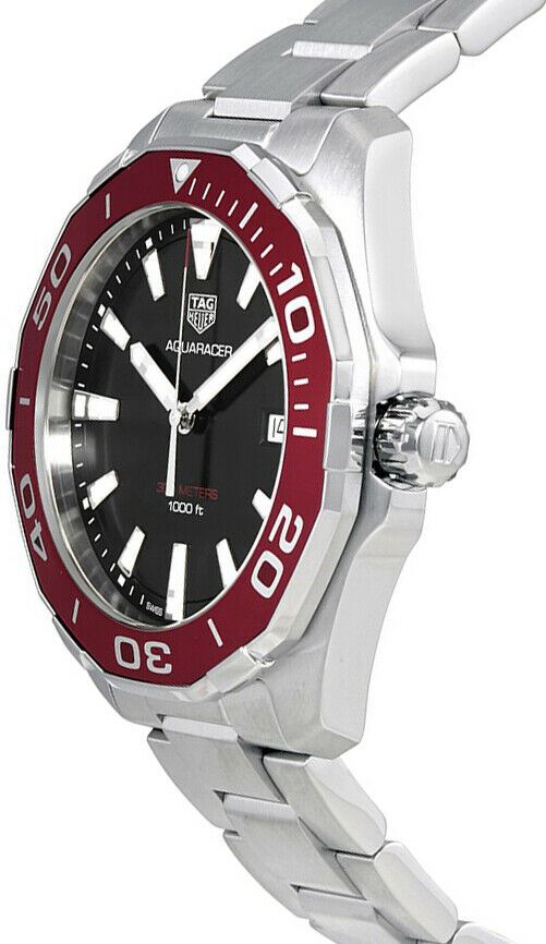 Aquaracer Black Dial Silver Steel Strap Watch for Men - WAY101B.BA0746