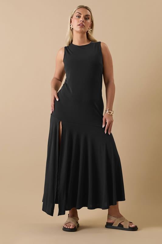 YOURS Curve Black Asymmetric Maxi Dress