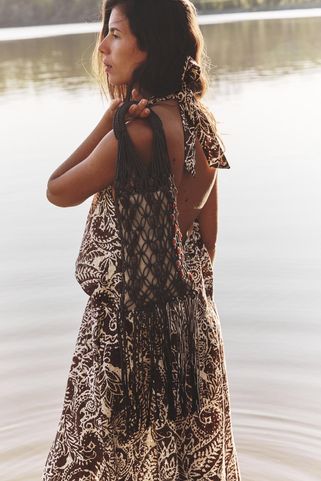 BEADED BUCKET BAG
