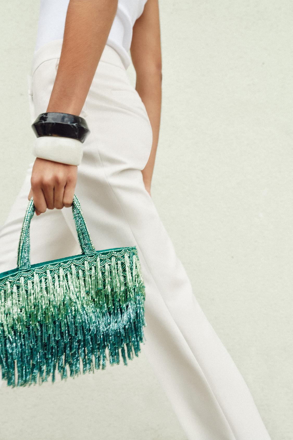 BAG WITH RHINESTONE FRINGING