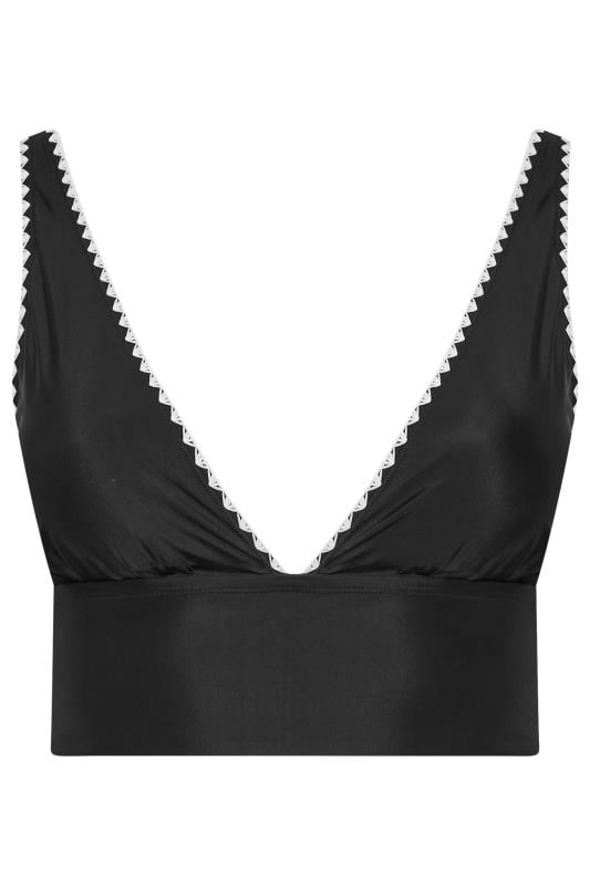 YOURS Curve Black Stitched Plunge Bikini Top