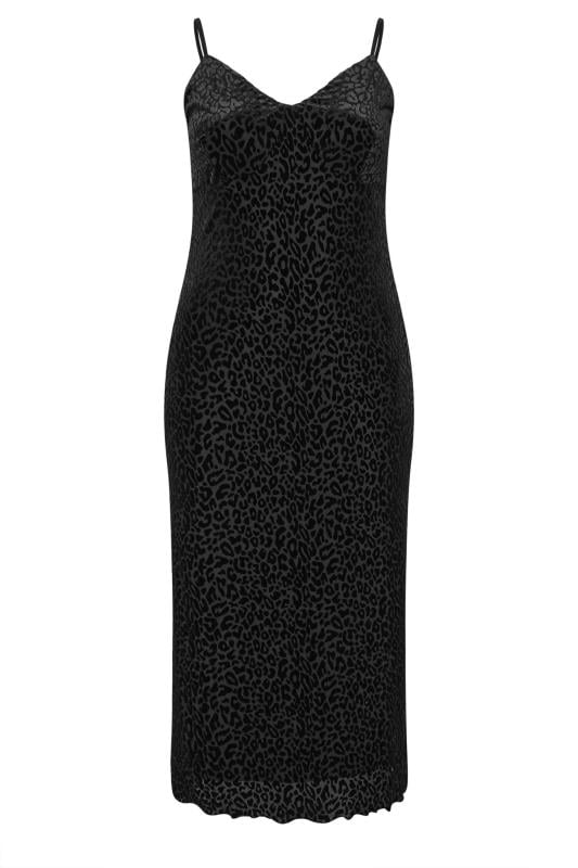 YOURS LONDON Curve Black Animal Velour Midaxi Slip Dress