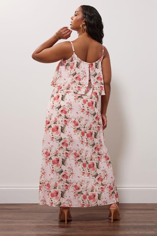 YOURS LONDON Curve Pink Floral Print Overlay Maxi Dress
