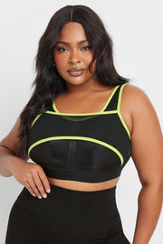 YOURS Curve Black Mesh Contrast Trim Non Padded Sports Bra