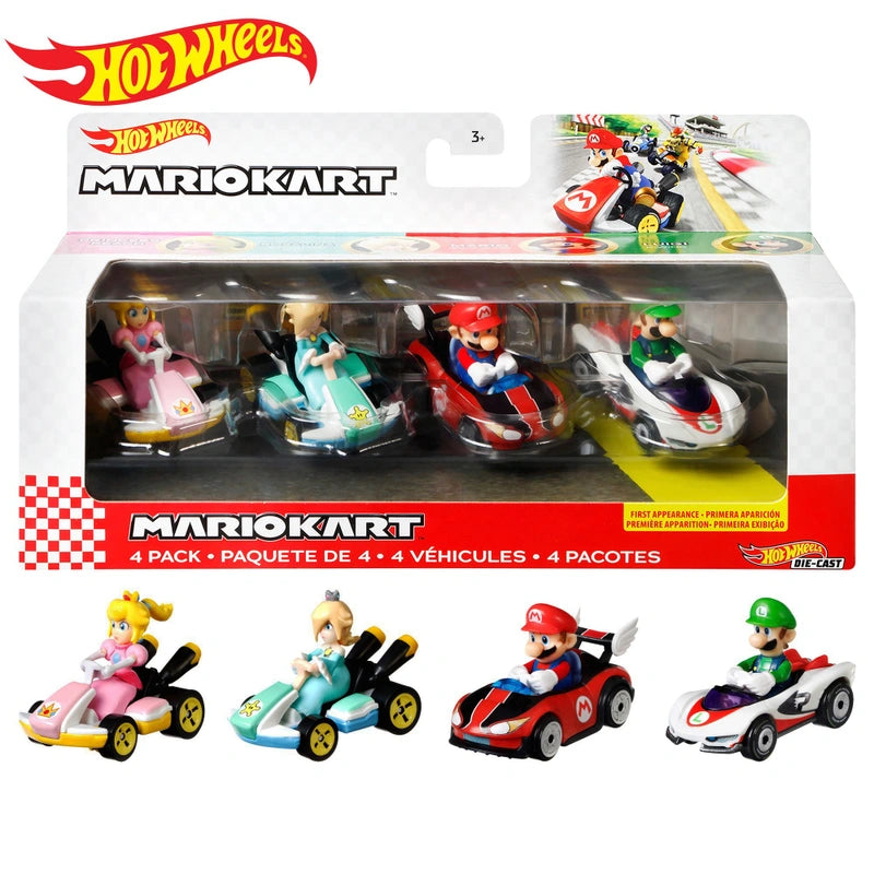 Hot Wheels Mario Kart Characters Diecast Cars 4 Pack Assortment