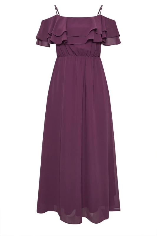 YOURS LONDON Curve Purple Frill Cold Shoulder Maxi Dress