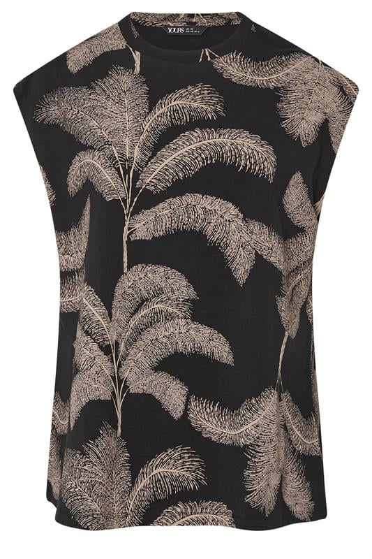 YOURS Curve Black Palm Print Boxy T-Shirt