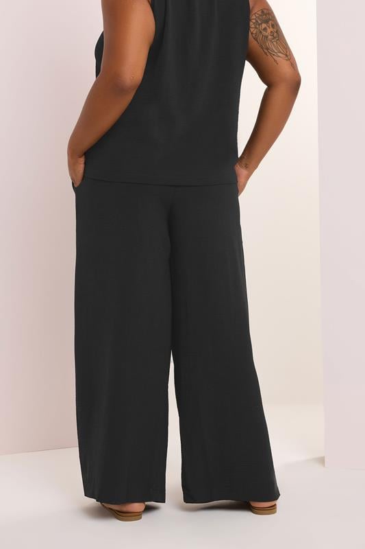 YOURS Curve Black Twill Wide Leg Trousers