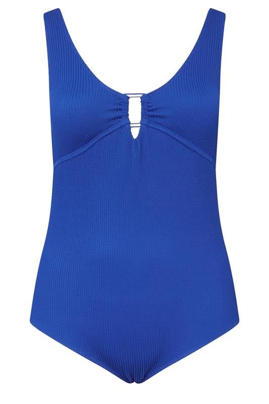 YOURS Curve Cobalt Blue Buckle Textured Swimsuit