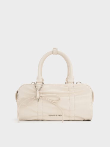 Kadee Ruched Bow-Charm Bowling Bag