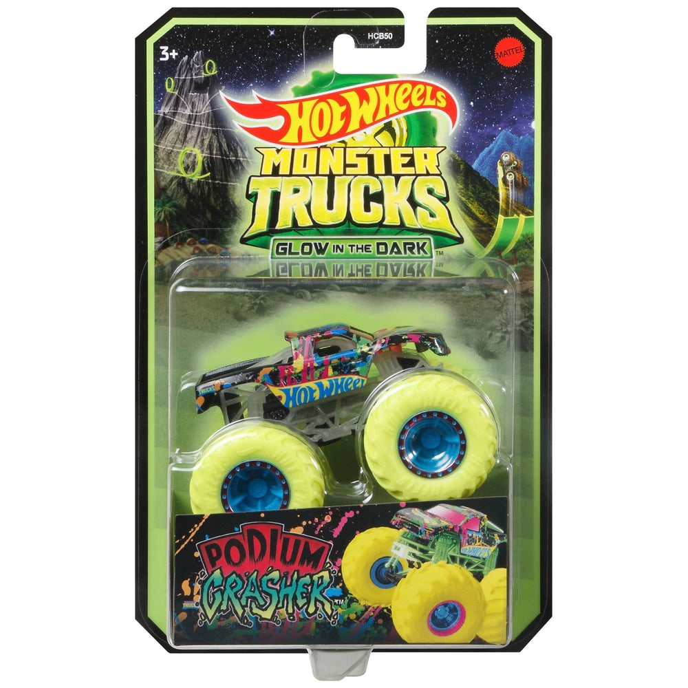Hot Wheels Monster Trucks Glow-in-the-Dark Podium Crasher 1:64 Scale Assortment