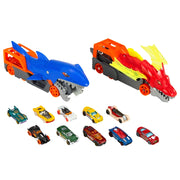 Hot Wheels City Battling Creature Transports Playset with 10 Diecast Cars