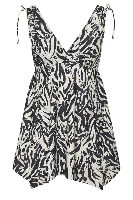 YOURS Curve Black Abstract Print Tie Shoulder Swimdress